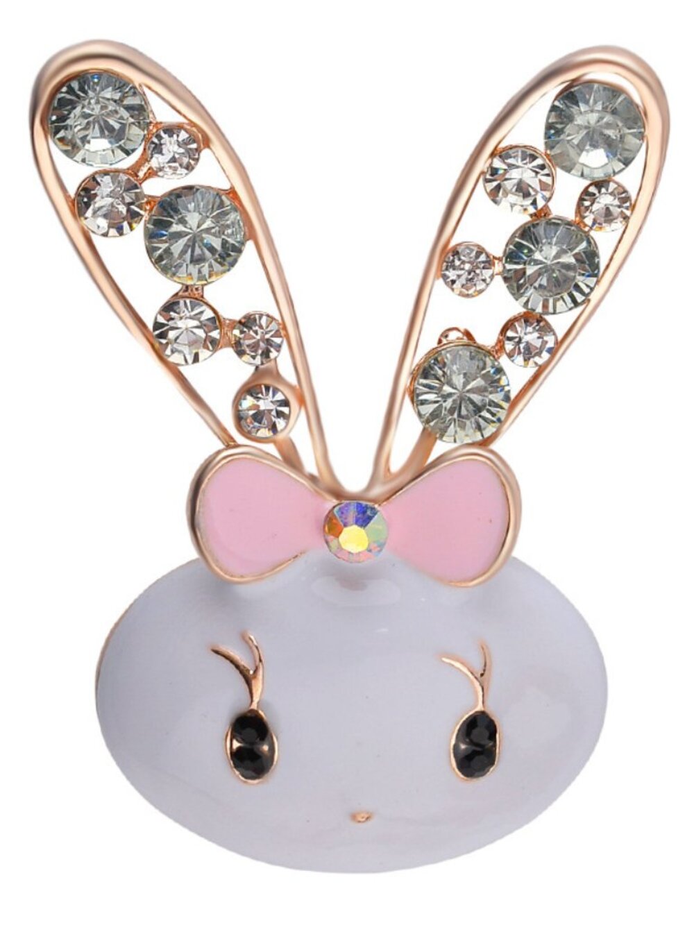 Rose Gold Rhinestone Bunny Rabbit Brooch
